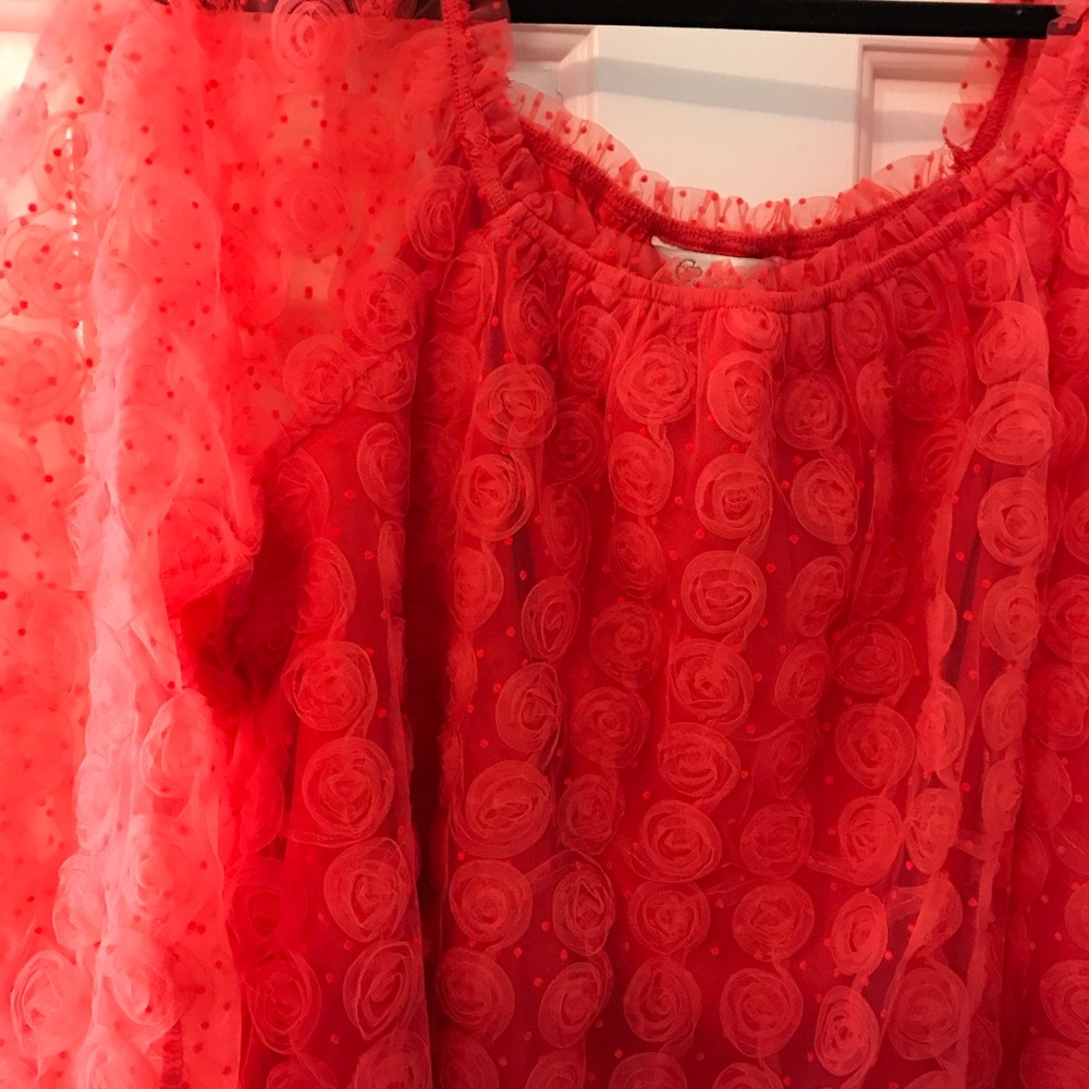 Cato Red Ruffled Oversized Blouse - Picture 3 of 6
